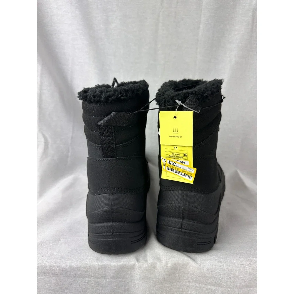 All in Motion Mens Blaise Waterproof Snow Boots Black Faux Fur Lined Size‎ 11
